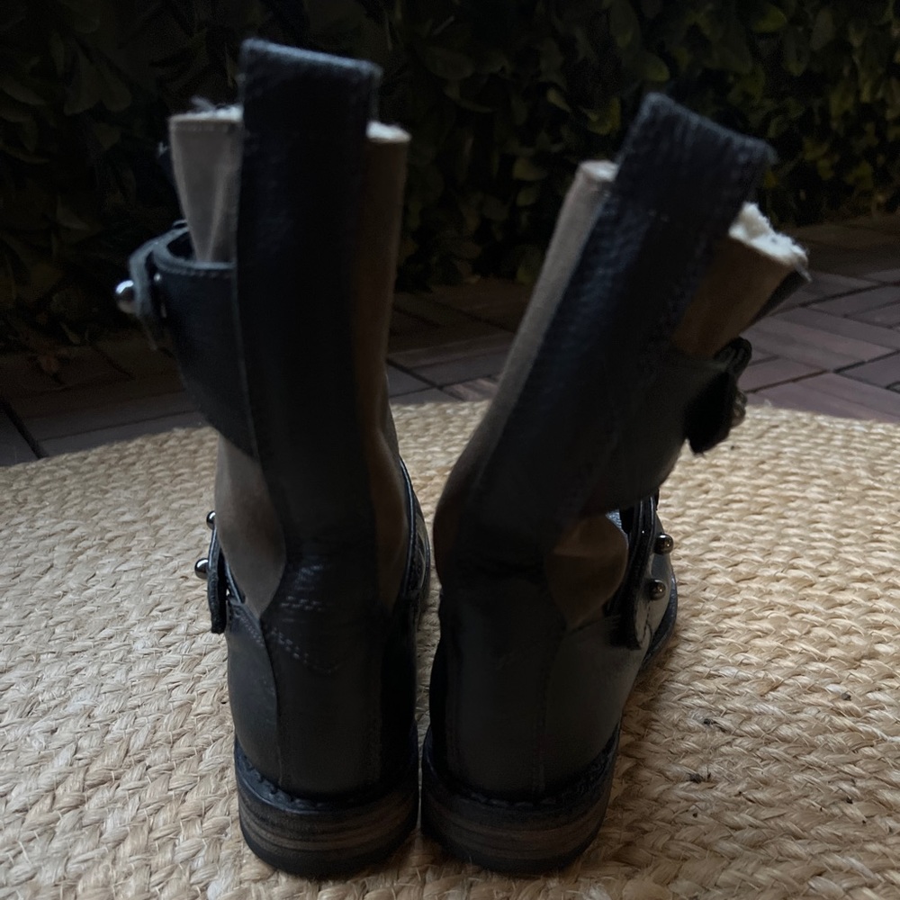 rag & bone Two-Tone Black and Brown Leather Women's Moto Boots - Picture 6 of 7
